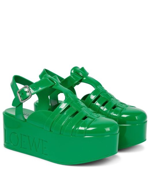 Loewe Caged Platform Sandals in Green | Lyst