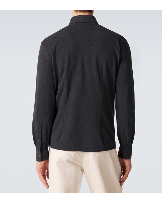 Brunello Cucinelli Blue Cotton Overshirt for men