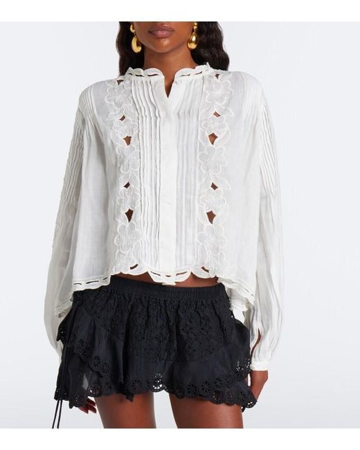 Isabel Marant White Rubra Broderie Anglaise Ramie Blouse