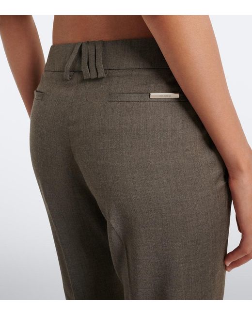 The Attico Gray Low-Rise Wool-Blend Flared Pants