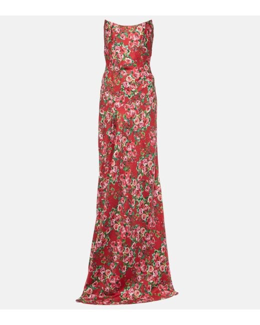 Markarian Red Tallulah Floral Silk Gown