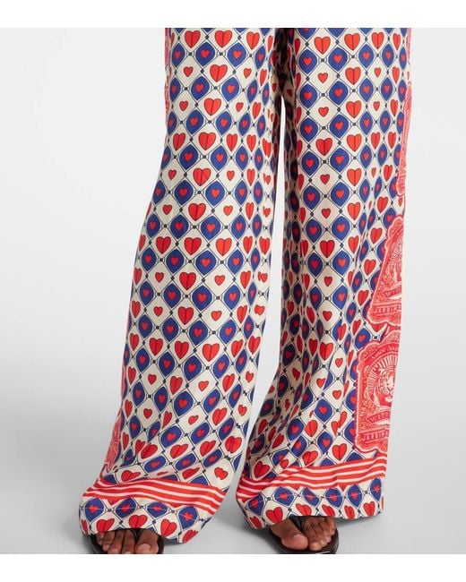 Camilla Red Printed Silk Palazzo Pants