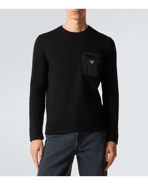 Prada Black Virgin Wool Sweater for men