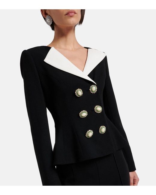 Self-Portrait Black Peplum Crepe Flared Jumpsuit