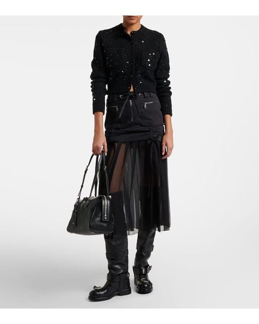 Dolce & Gabbana Black Silk And Cotton Midi Skirt