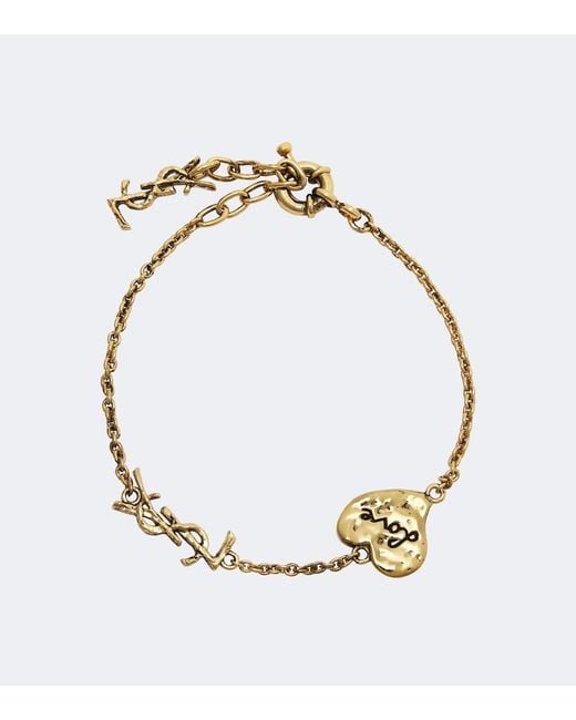 Saint Laurent Metallic Cassandre Chain Bracelet
