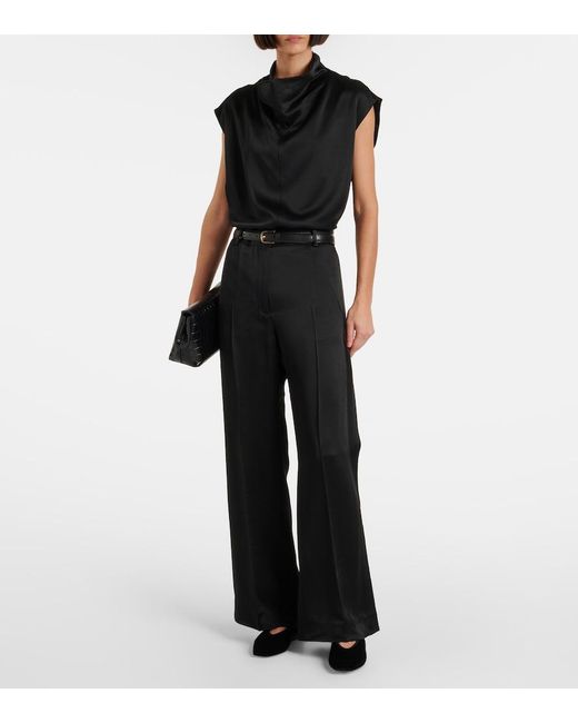 Totême  Black Minimalist Velvet Ballerina Flat