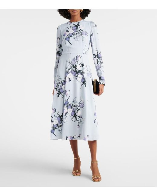 Erdem Blue Floral Midi Dress