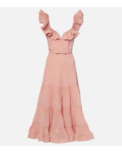 Abito Midi Con Volant di Zimmermann in Pink