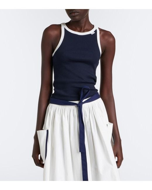 Prada Blue Ribbed-Knit Cotton Tank Top