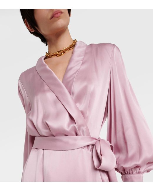 Zimmermann Pink Silk Wrap Dress