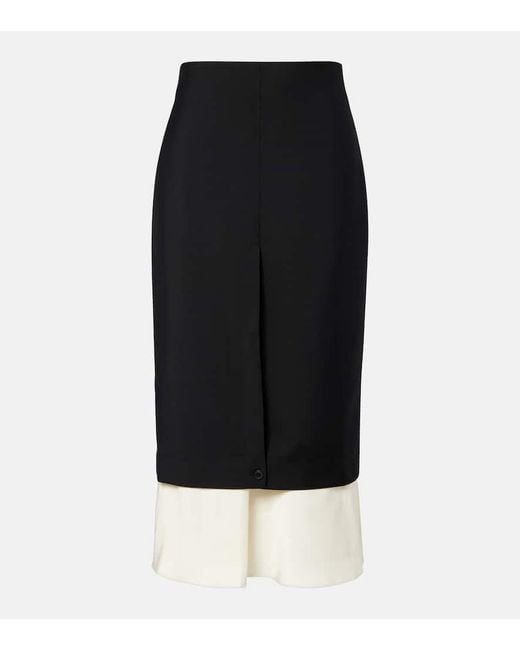 Rohe Black Layered Wool And Mohair Midi Skirt