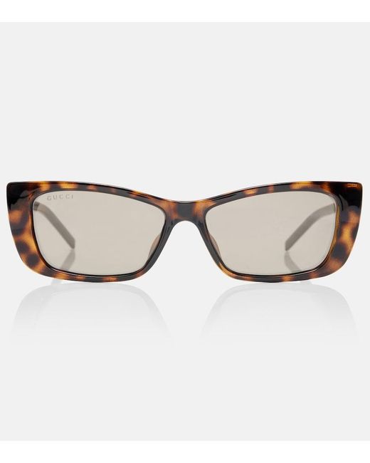 Gucci Brown Embellished Rectangular Sunglasses