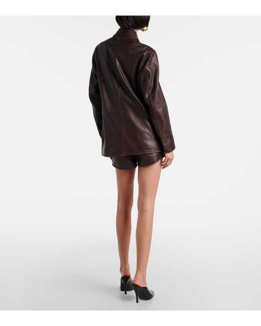 Nour Hammour Brown Leather Jacket
