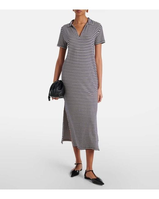 Robe Midi Khan Rayee En Coton Velvet en coloris Blue