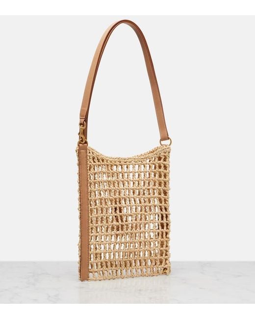 Saint Laurent White Oxalis Mini Raffia Shoulder Bag