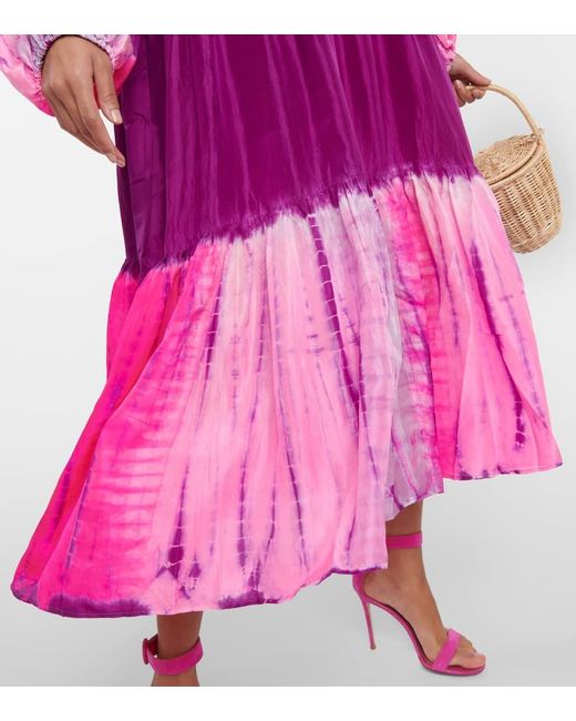 Vestido largo Amelia de seda tie-dye Anna Kosturova de color Purple