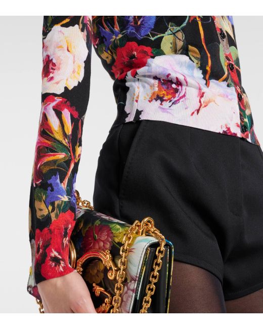 Cardigan en soie a fleurs Dolce & Gabbana en coloris Black