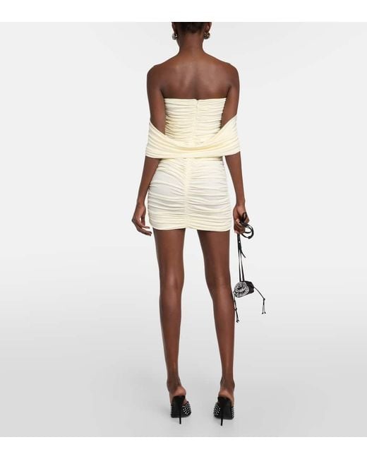 Magda Butrym Metallic Draped Off-Shoulder Minidress