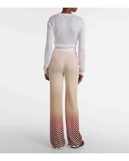 Pantalones Flared De Mezcla De Algodon Missoni de color Pink