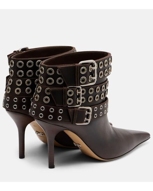 Mach & Mach Black Ankle Boots Buckle Belt 95 Aus Leder