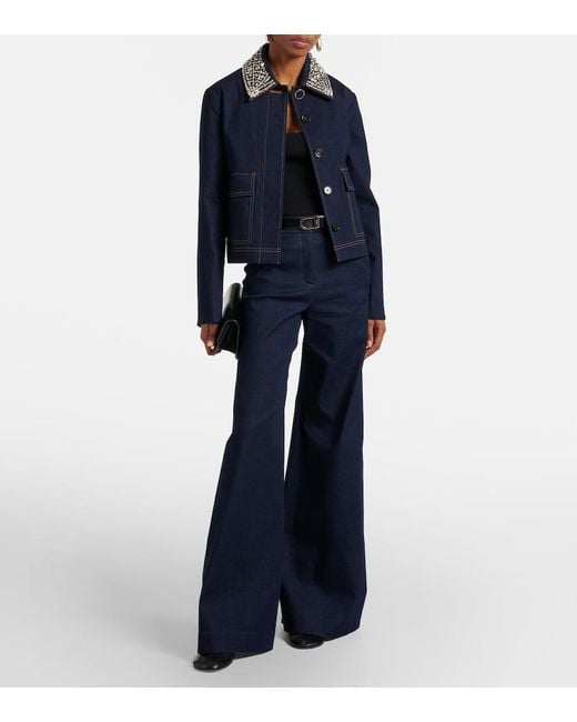Veronica Beard Blue Crue Wide-Leg Jeans