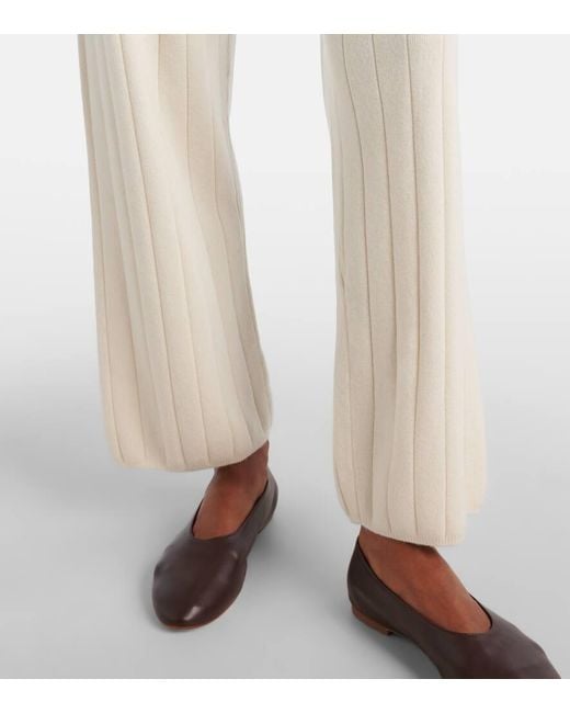 Max Mara White Jardin Ribbed-Knit Cashmere Sweatpants