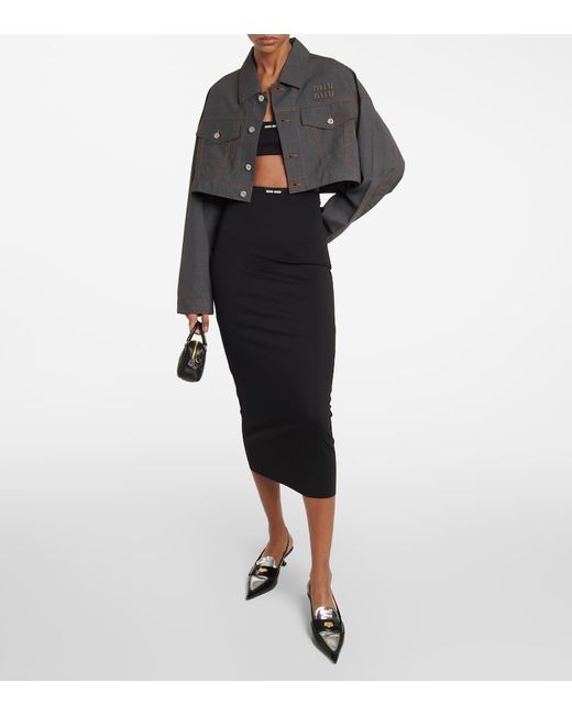 Miu Miu Black Cropped Virgin Wool Jacket