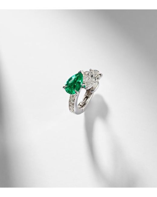 Repossi Blue Serti Sur Vide 18Kt Single Earring With Diamonds And Emerald