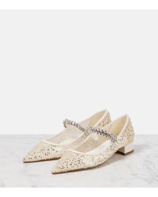 Jimmy Choo White Bing Embellished Pumps
