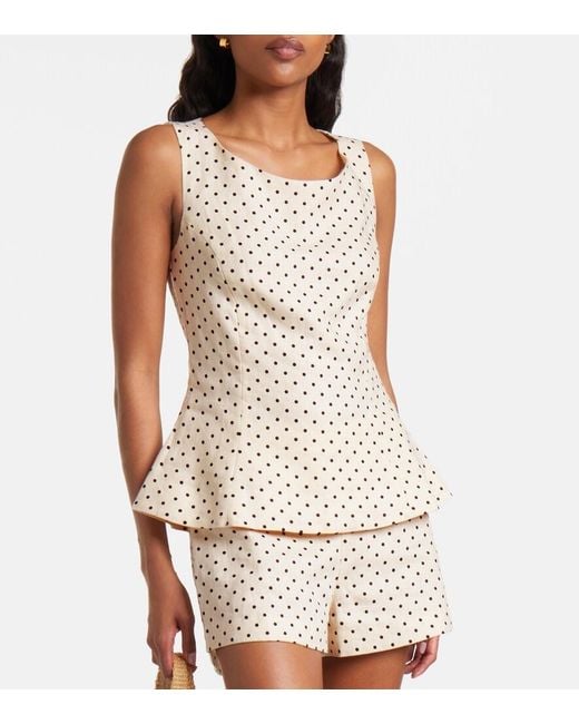 Faithfull The Brand Natural Iria Polka-Dot Linen Top