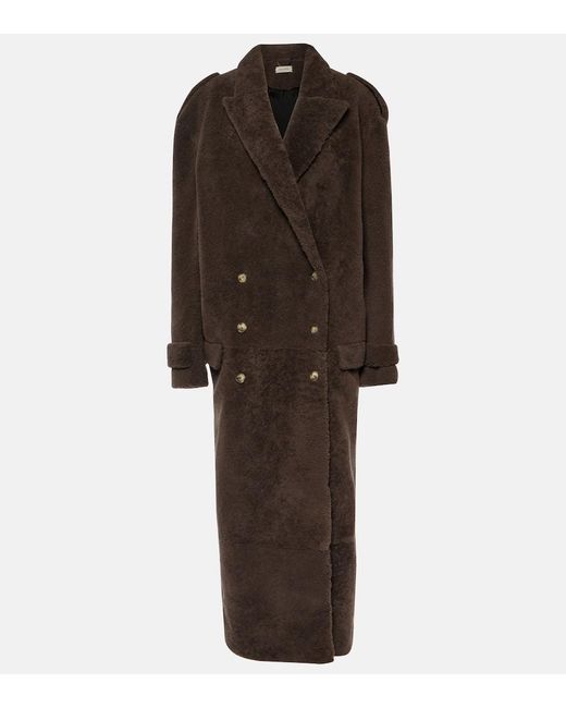 The Mannei Brown Rutul Oversized Faux Fur-trimmed Coat