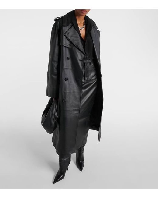 Gabardina de piel Wardrobe NYC de color Black