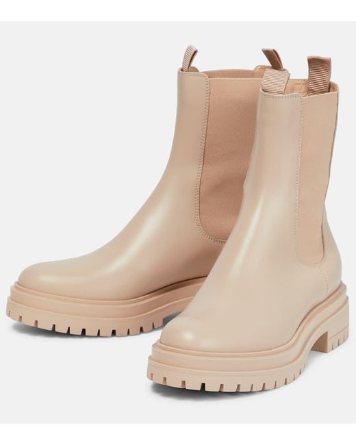 Gianvito Rossi Natural Chester Leather Ankle Boots