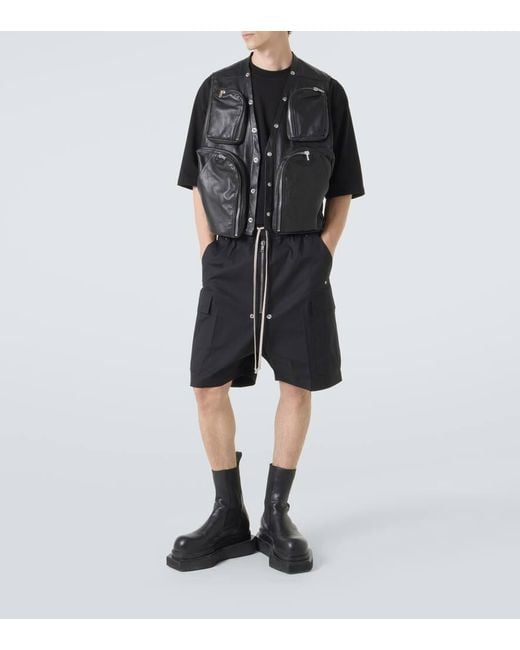 Rick Owens Black Cotton-Blend Poplin Cargo Shorts for men