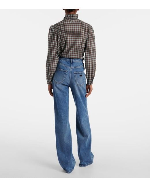 Prada Blue High-Rise Wide-Leg Jeans