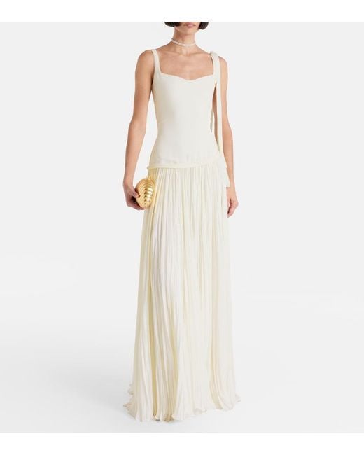 Marmar Halim White Ana Crepe And Chiffon Gown