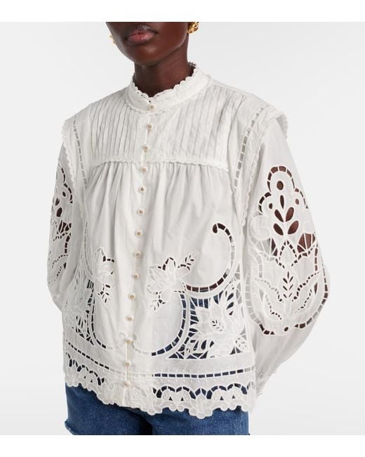 Farm Rio White Embroidery Cotton Blouse