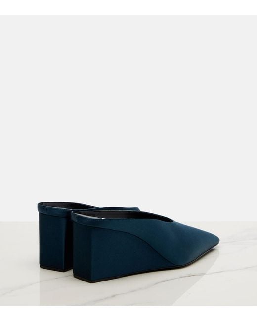 Alaïa Blue Cube Satin Wedge Mules