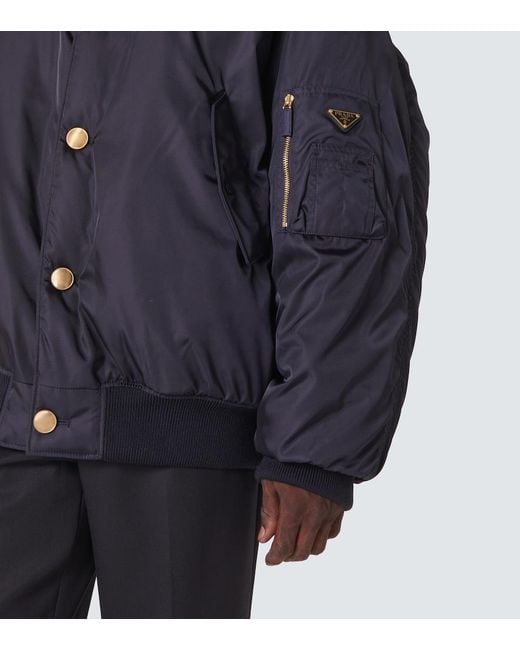 Prada Blue Re-Nylon Bomber Jacket for men