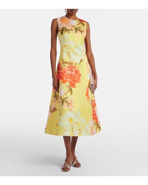 LEO LIN Yellow Cleo Floral Midi Dress