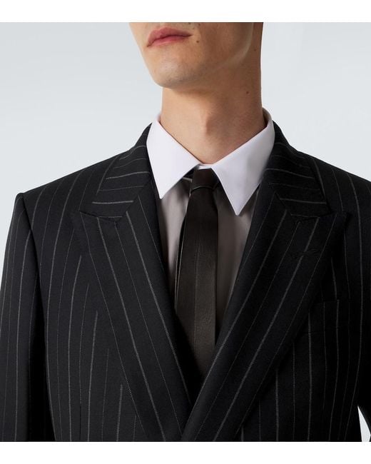 Tom Ford Black Striped Wool Blazer for men