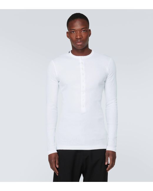Dolce & Gabbana White Re-edition Cotton Jersey Henley Shirt for men