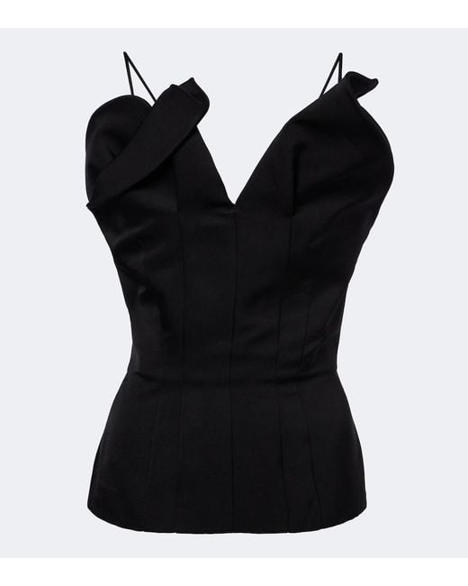 Magda Butrym Black Cotton And Silk Top