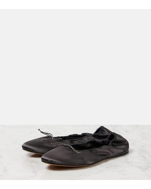 The Row Gray Awar Satin Ballet Flats