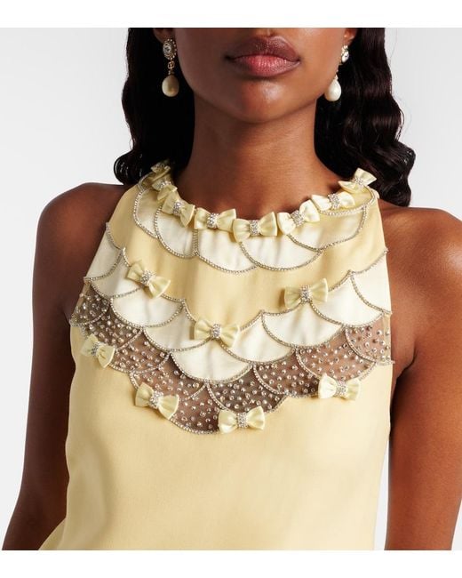 Valentino Yellow Crepe Couture Embellished Minidress