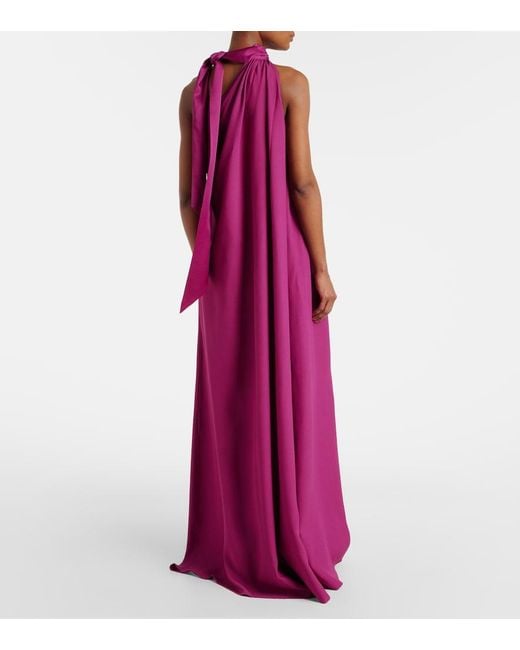 Taller Marmo Purple Astor Scarf-Detail Maxi Dress