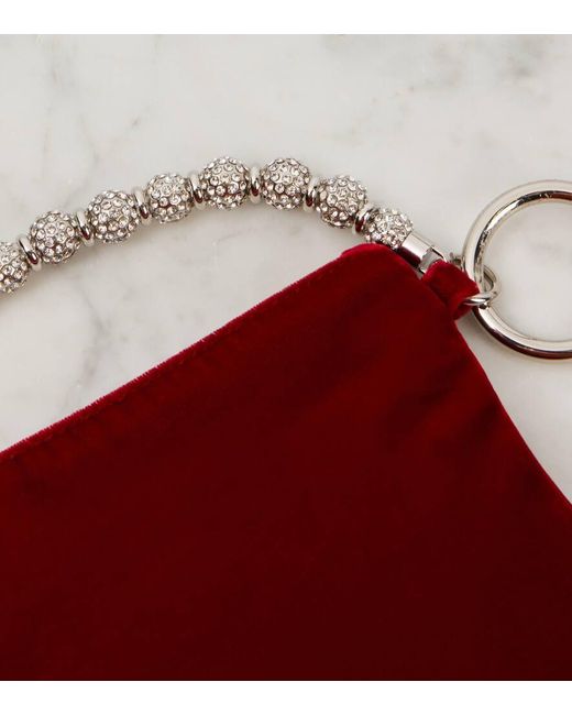 Jimmy Choo Red Clutch Callie Aus Samt Mit Kristallen