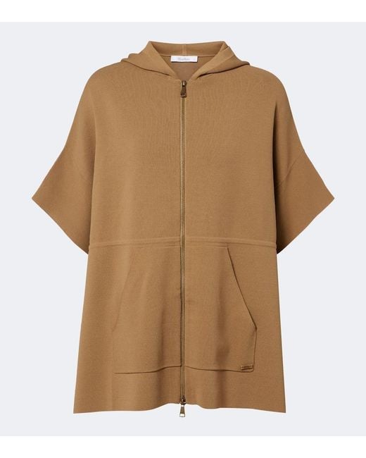 Max Mara Brown Hooded Knitted Poncho