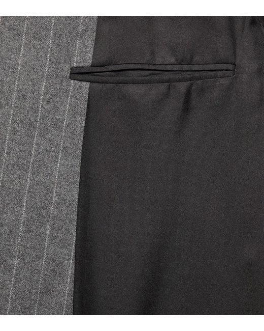 Saint Laurent Gray Pinstripe Wool And Cashmere Blazer for men